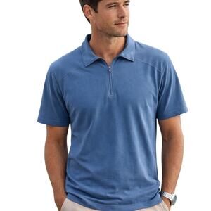 Patagonia Blue Quarter Zip Polo Men’s Organic Cotton Shirt Casual Golf Large